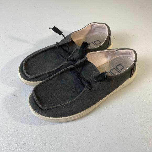 Hey Dude Women's Size 7 Wendy Chambray Off Black Slip On Loafer Comfort Sneaker - Picture 1 of 14